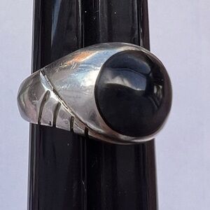 Vintage taxco native 925 Sterling Silver Onyx Men's Ring mexico